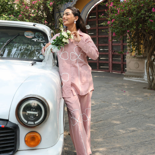 Bloom Pink Pure Cotton Embroidery Co-ord Set