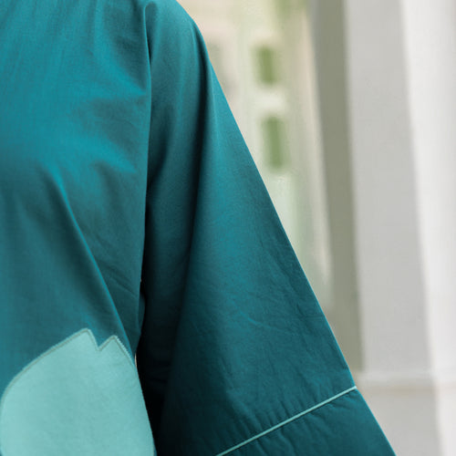Poppy Teal Blue Colour-Block Applique Co-ord Set