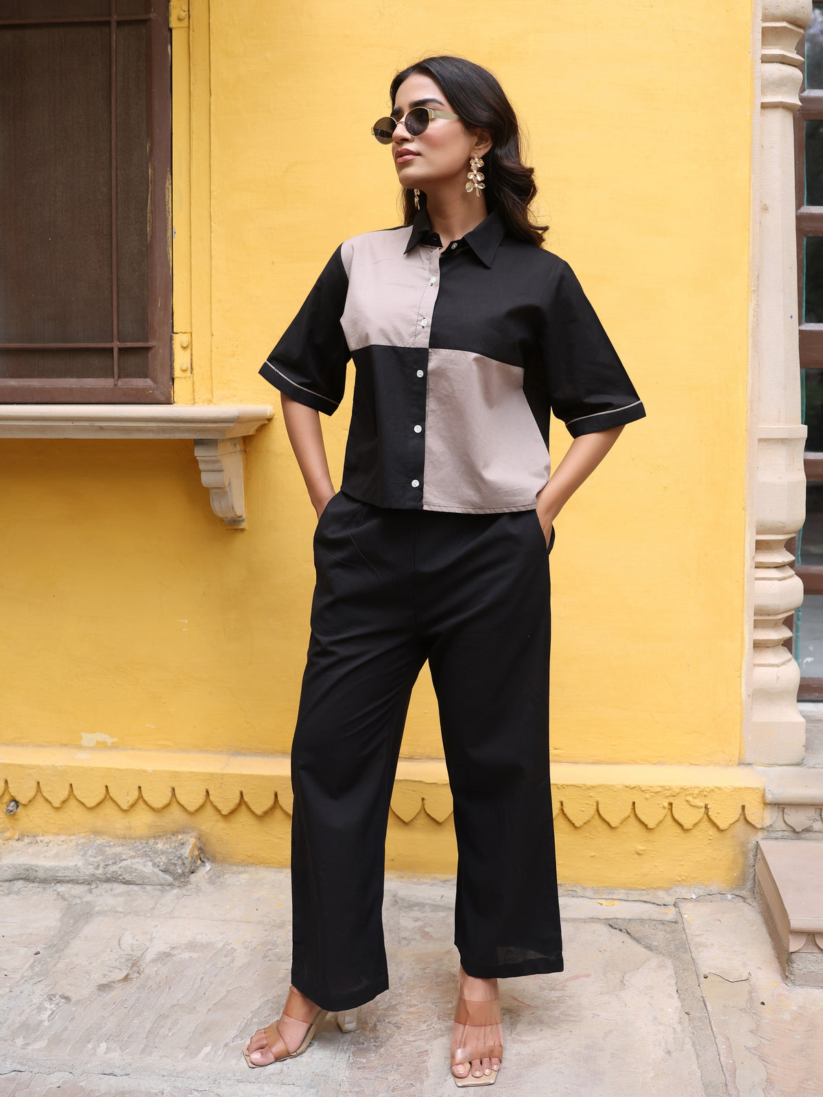 Iva Pure Cotton Colorblock Co-ord Set