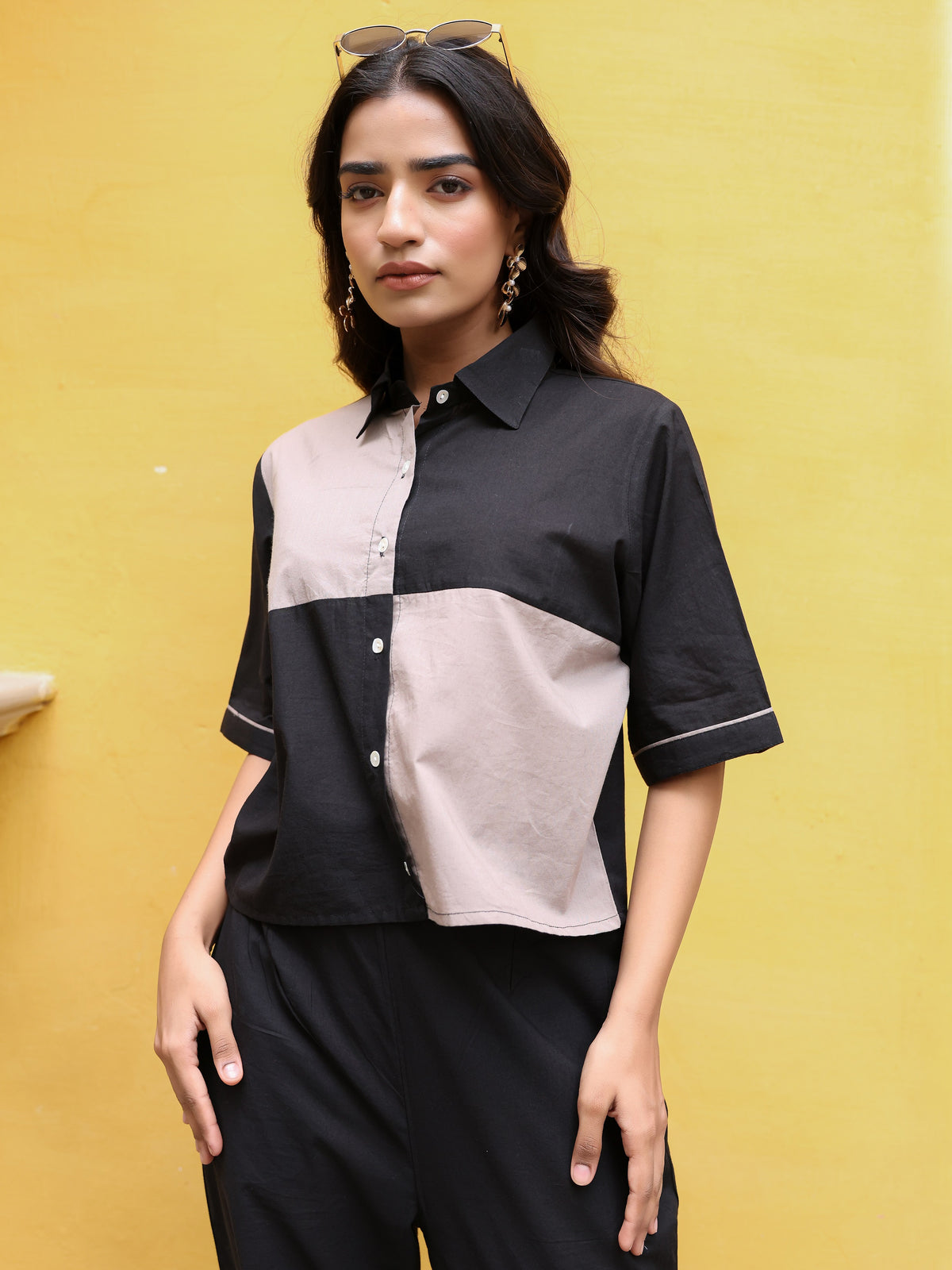 Iva Pure Cotton Colorblock Co-ord Set