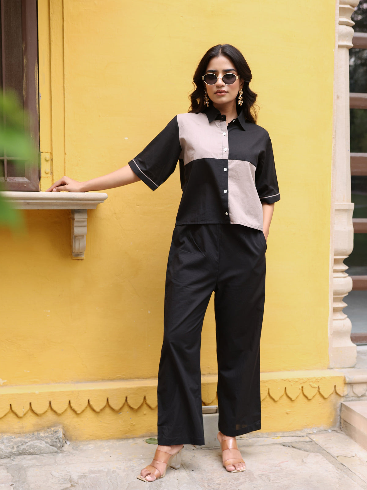 Iva Pure Cotton Colorblock Co-ord Set