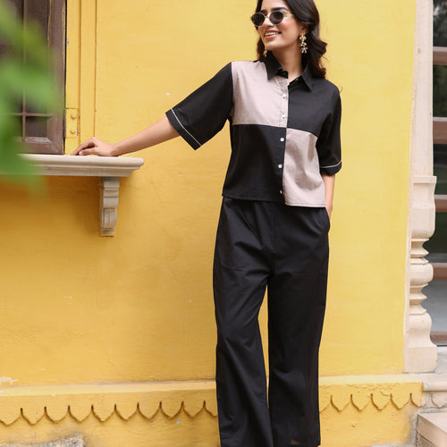 Iva Pure Cotton Colorblock Co-ord Set