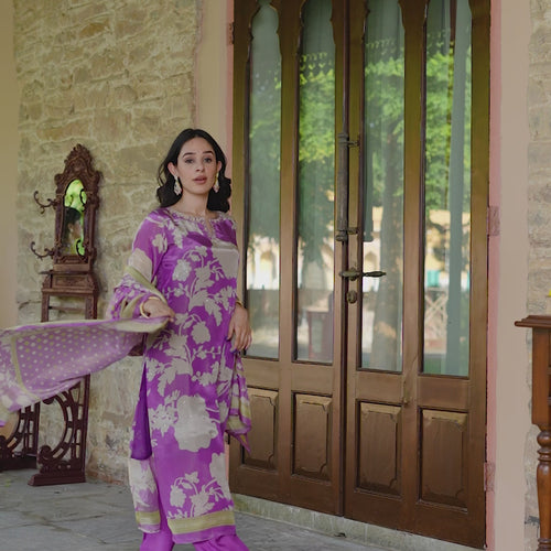 Lavendar Floral Shimmer Suit Set