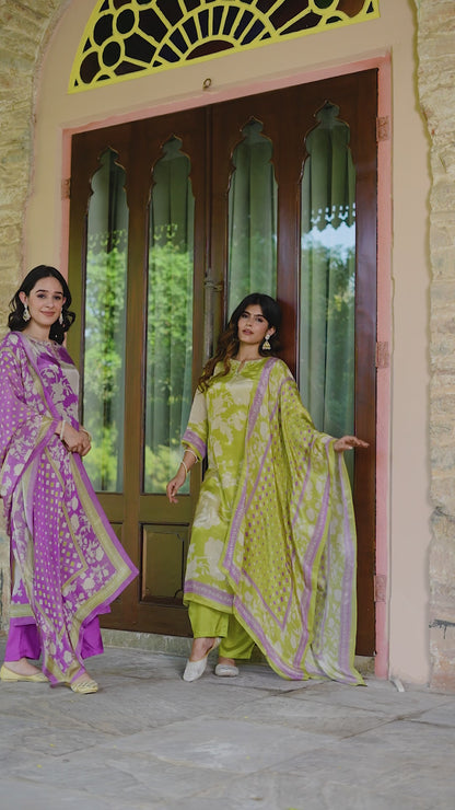 Lavender Floral Shimmer Suit Set