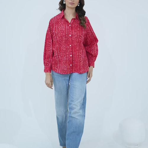 Rewa Pure Cotton Bandhni Shirt