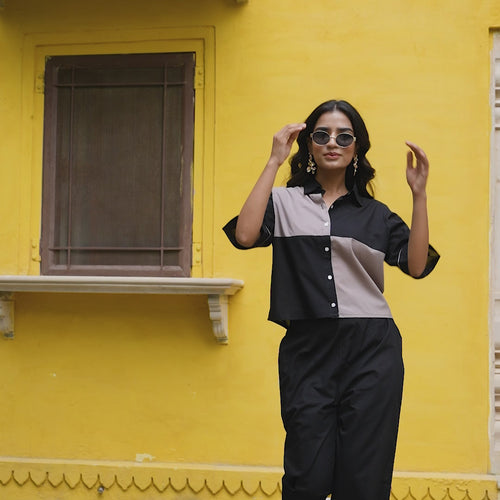 Iva Pure Cotton Colorblock Co-ord Set