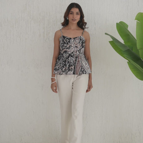 Alaya Printed Pure Cotton Peplum Top