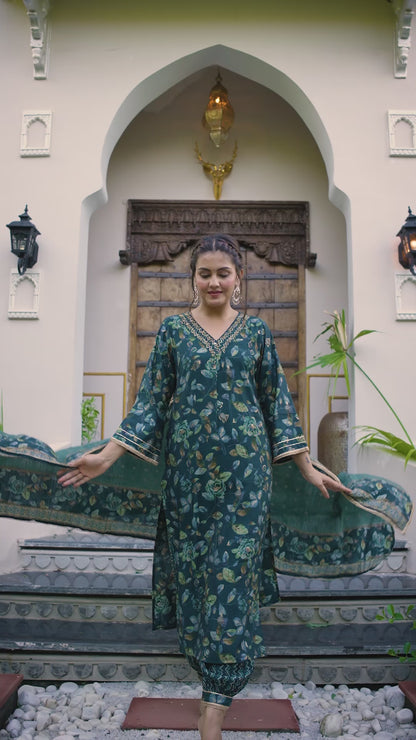 Teal  A-line Suit Set