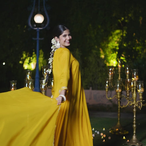 Gold yellow Chinnon Suit Set