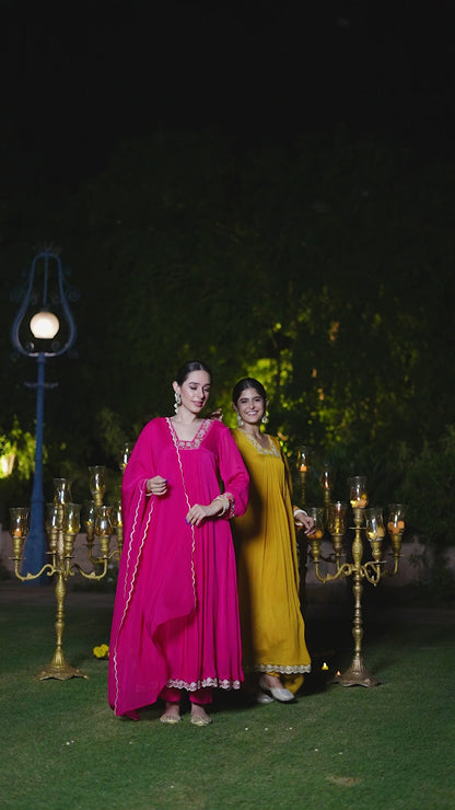 Gold Yellow Chinnon Suit Set