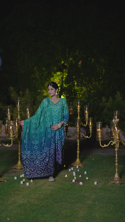 Blue Ombre Bandhni Suit Set