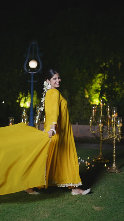 Gold Yellow Chinnon Suit Set