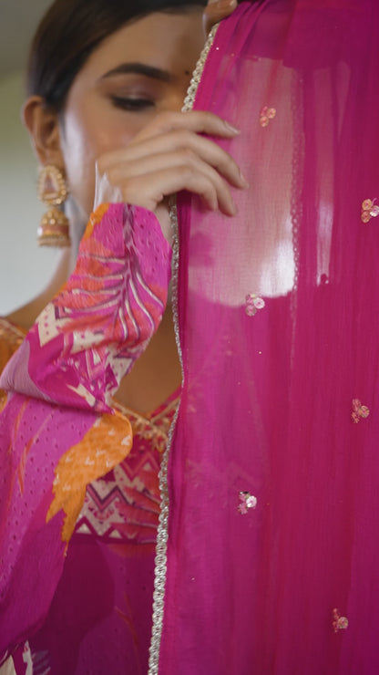 Hot Pink  Angrakha Suit Set