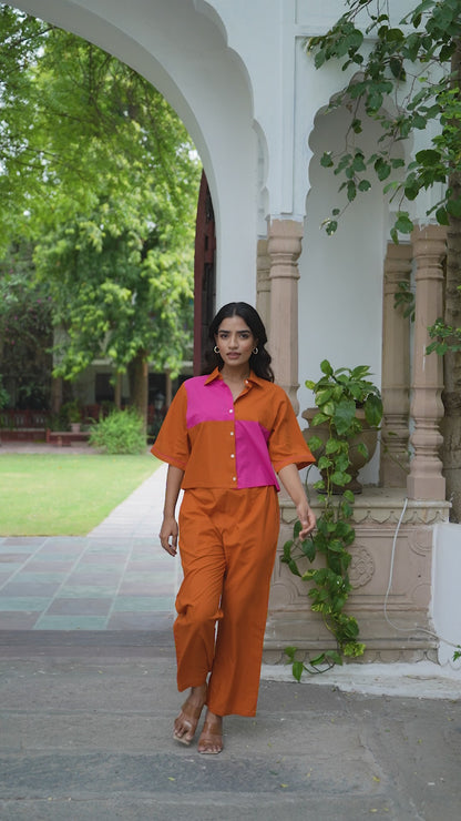 Colorblock Pure Cotton Co-ord Set