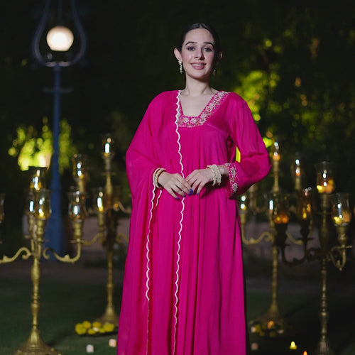 Vivid Pink Chinnon Suit Set
