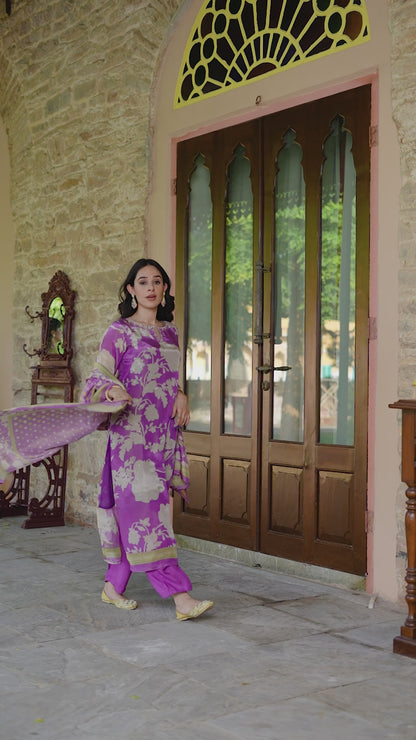 Lavender Floral Shimmer Suit Set