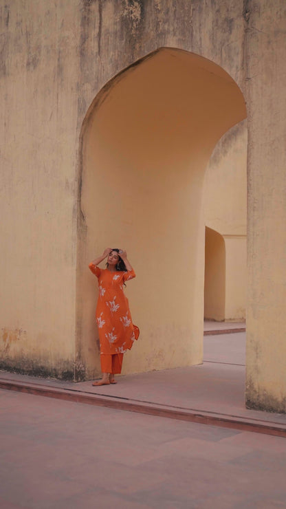 Floral Printed Cotton Kurta Set