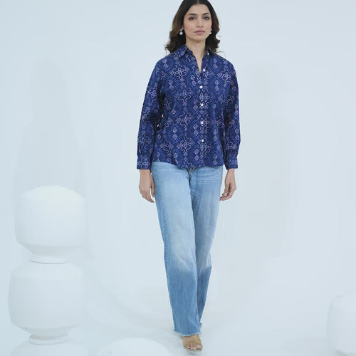Rewa Pure Cotton Bandhni Shirt
