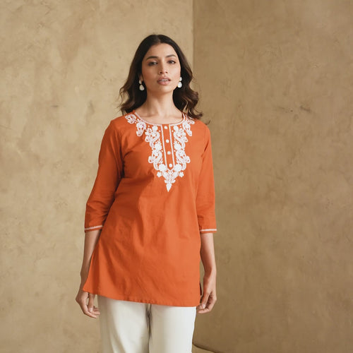 Noor Pure Cotton Embroidered Cotton Top