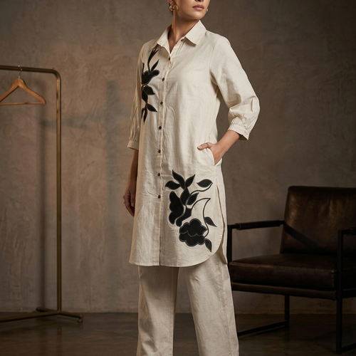 Ivory Embroiderd Cotton Co-ord Set