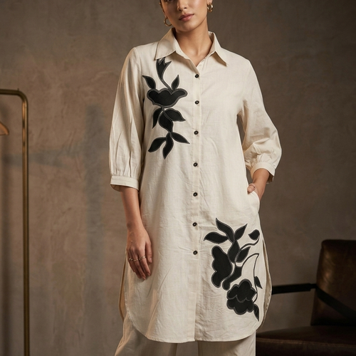Ivory Embroiderd Cotton Co-ord Set