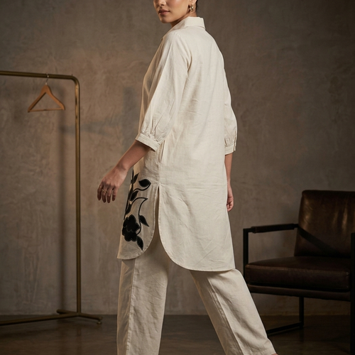 Ivory Embroiderd Cotton Co-ord Set