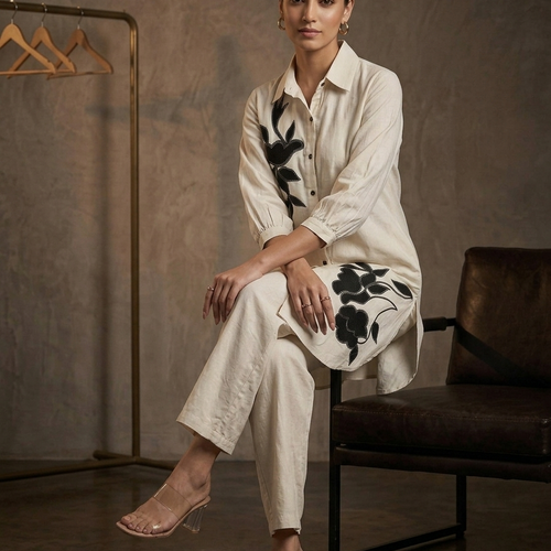 Ivory Embroiderd Cotton Co-ord Set