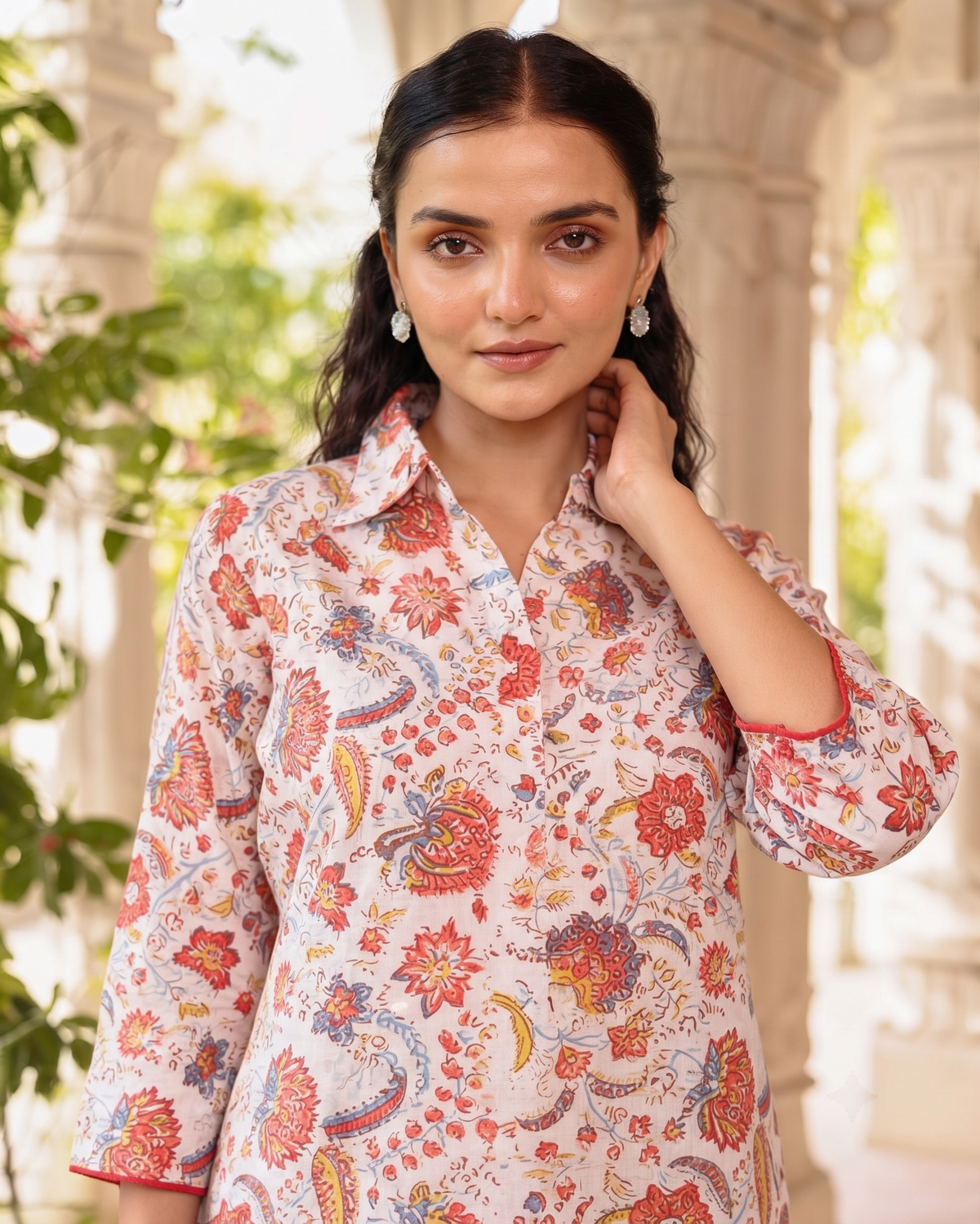 Aza Peach Asymmetrical Kurta Set