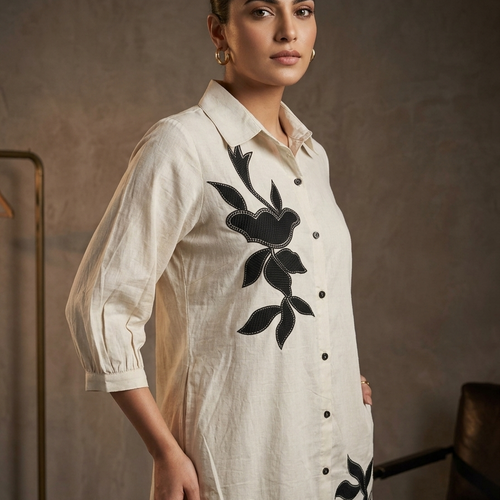 Ivory Embroiderd Cotton Co-ord Set