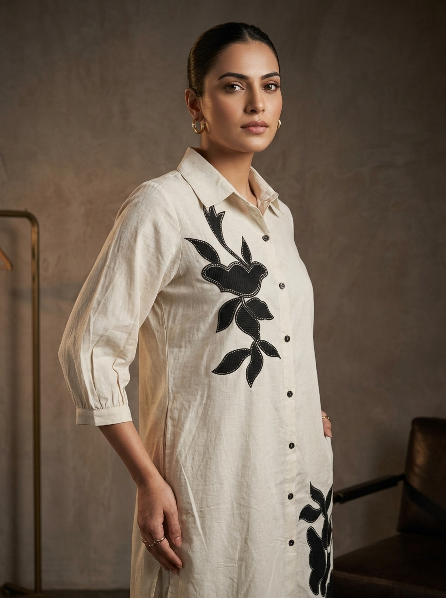 Ivory Embroiderd Cotton Co-ord Set