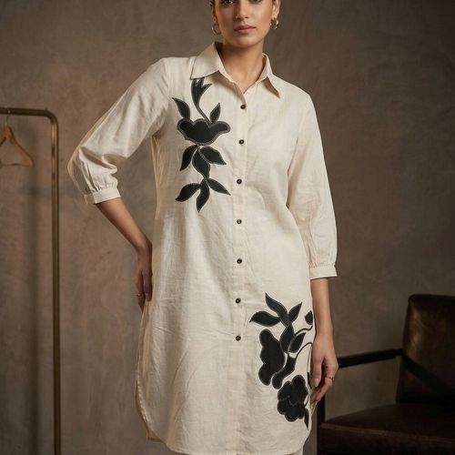 Ivory Embroiderd Cotton Co-ord Set