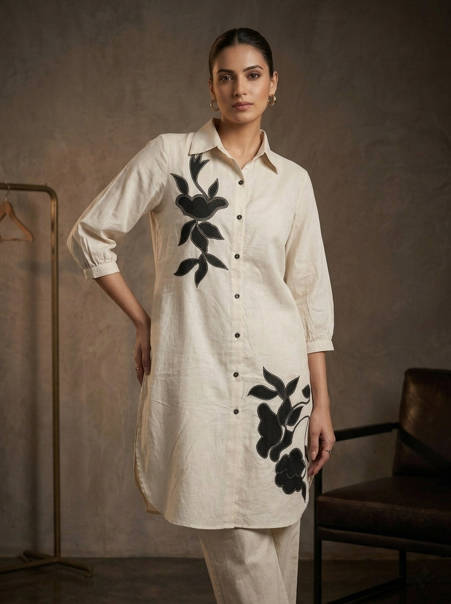 Ivory Embroiderd Cotton Co-ord Set